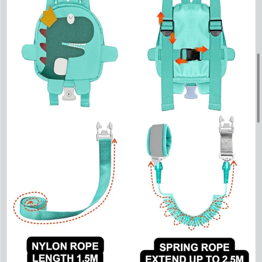 New 3 in 1Toddler Harness Leash-Baby Walking Safety Harness 8.2ft Anti LostWrist - Picture 5 of 7